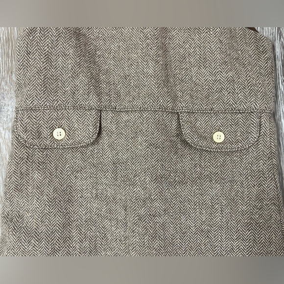 Olive Juice brown wool blend button back sleeveless herringbone dress, size 4. - Picture 3 of 8